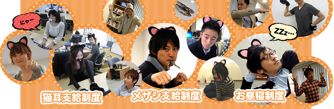 猫耳もメザシもお昼寝も大好きにゃー！